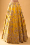 Shop_Azeera_Yellow Tassels, Embroidery Leaf Neck Mustard Floral Lehenga Set _Online_at_Aza_Fashions