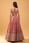 Shop_Azeera_Red Tassels, Embroidery V-neck Bridal Lehenga Set _at_Aza_Fashions