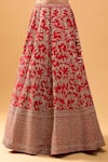 Buy_Azeera_Red Tassels, Embroidery V-neck Bridal Lehenga Set _Online_at_Aza_Fashions