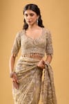 Buy_Azeera_Gold Silk Embroidery, Tassels Sweetheart Neck Saree With Blouse _Online_at_Aza_Fashions