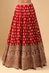 Shop_Azeera_Red Chiffon Embroidery, Sequins Sweetheart Neck Bridal Lehenga Set _Online_at_Aza_Fashions