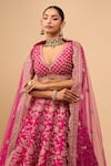 Buy Azeera Pink Tassels, Sequins, Embroidery V-neck Rani Bridal Lehenga Set Online at Aza Fashions Buy_Azeera_Pink Tassels, Sequins, Embroidery V-neck Rani Bridal Lehenga Set _Online_at_Aza_Fashions