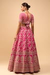 Shop Azeera Pink Tassels, Sequins, Embroidery V-neck Rani Bridal Lehenga Set at Aza Fashions Shop_Azeera_Pink Tassels, Sequins, Embroidery V-neck Rani Bridal Lehenga Set _at_Aza_Fashions