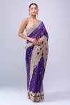 Buy_Azeera_Purple Embroidery, Zari, Sequins Saree With Unstitched Blouse Piece _Online_at_Aza_Fashions