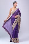 Shop_Azeera_Purple Embroidery, Zari, Sequins Saree With Unstitched Blouse Piece _Online_at_Aza_Fashions