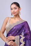 Azeera_Purple Embroidery, Zari, Sequins Saree With Unstitched Blouse Piece _at_Aza_Fashions