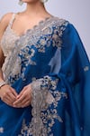 Shop_Azeera_Blue Embroidery, Zari Saree With Unstitched Blouse Piece _Online_at_Aza_Fashions