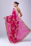 Shop_Azeera_Magenta Embroidery, Zari, Metallic Thread Saree With Unstitched Blouse Piece _at_Aza_Fashions