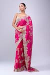 Buy_Azeera_Magenta Embroidery, Zari, Metallic Thread Saree With Unstitched Blouse Piece _Online_at_Aza_Fashions