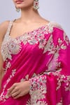 Shop_Azeera_Magenta Embroidery, Zari, Metallic Thread Saree With Unstitched Blouse Piece _Online_at_Aza_Fashions