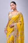 Azeera_Yellow Embroidery, Sequins, Zari Saree With Unstitched Blouse Piece _Online_at_Aza_Fashions