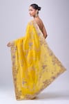 Shop_Azeera_Yellow Embroidery, Sequins, Zari Saree With Unstitched Blouse Piece _at_Aza_Fashions