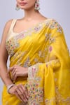 Buy_Azeera_Yellow Embroidery, Sequins, Zari Saree With Unstitched Blouse Piece _Online_at_Aza_Fashions