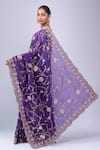 Buy_Azeera_Purple Embroidery, Metallic Thread Floral Saree With Unstitched Blouse Piece _Online_at_Aza_Fashions