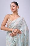 Shop_Azeera_Blue Embroidery, Sequins, Zari Saree With Unstitched Blouse Piece _Online_at_Aza_Fashions