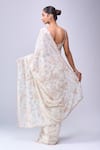 Shop_Azeera_Ivory Embroidery, Sequins, Zari Floral Saree With Unstitched Blouse Piece _at_Aza_Fashions
