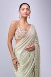 Buy_Azeera_Green Sequins, Embroidery Saree With Unstitched Blouse Piece _Online_at_Aza_Fashions