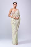 Shop_Azeera_Green Sequins, Embroidery Saree With Unstitched Blouse Piece _Online_at_Aza_Fashions