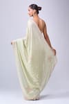 Shop_Azeera_Green Sequins, Embroidery Saree With Unstitched Blouse Piece _at_Aza_Fashions