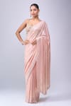 Buy_Azeera_Pink Sequins, Embroidery, Zari Saree With Unstitched Blouse Piece _at_Aza_Fashions