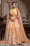 Buy_Pomcha Jaipur_Multi Color Georgette Sequins, Zari Round Radha Multicolor Leheriya Lehenga Set _at_Aza_Fashions
