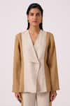 The Summer House_Dimtri Linen Panelled Jacket & Pant Set _at_Aza_Fashions