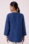 Shop_The Summer House_Oceania Ink Blue Linen Breezy Top _at_Aza_Fashions