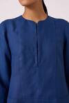 The Summer House_Oceania Ink Blue Linen Breezy Top _at_Aza_Fashions