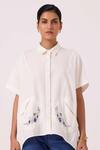 Buy_The Summer House_Sibyl Handwoven Embroidered Off White Shirt _at_Aza_Fashions