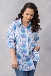 Shop_Thee Modern Roots_Blue Cotton Collared Powder Vine Mul Shirt _Online_at_Aza_Fashions