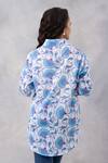 Shop_Thee Modern Roots_Blue Cotton Collared Powder Vine Mul Shirt _at_Aza_Fashions