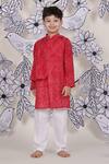 Buy_LA Dee DA_Red Chanderi, Cotton Cowl Cool Printed Kurta Set _at_Aza_Fashions