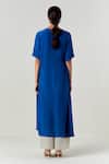 Three_Blue Crepe, Tissue Round Neck Ruching Tunic With Pant _Online_at_Aza_Fashions