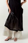 Shop_Three_Black Organza, Crepe, Tissue Beads Round Neck Asymmetric Co-ord Tunic Set _Online_at_Aza_Fashions