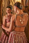 Shop_Jigar & Nikita_Red Silk, Net Embroidery, Sequins, Zari, Siam-e-shaahi Bridal Lehenga Set _at_Aza_Fashions