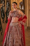 Buy_Jigar & Nikita_Red Silk, Net Embroidery, Sequins, Zari, Siam-e-shaahi Bridal Lehenga Set _Online_at_Aza_Fashions