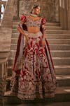 Buy_Jigar & Nikita_Red Silk, Net, Kota Doria Embroidery, Anant Pichwai Saga Bridal Lehenga Set _at_Aza_Fashions