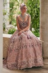 Jigar & Nikita_Pink Velvet, Net Embroidery, Sequins, Zari, Beads Siam Rose Lehenga Set _Online_at_Aza_Fashions