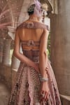Shop_Jigar & Nikita_Pink Velvet, Net Embroidery, Sequins, Zari, Beads Siam Rose Lehenga Set _at_Aza_Fashions