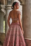 Shop_Jigar & Nikita_Maroon Velvet, Silk, Net Embroidery, Zari, Dusk In Blossom Bridal Lehenga Set _at_Aza_Fashions