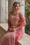 Buy_Jigar & Nikita_Maroon Velvet, Silk, Net Embroidery, Zari, Dusk In Blossom Bridal Lehenga Set _Online_at_Aza_Fashions