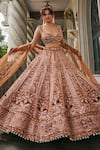Buy_Jigar & Nikita_Gold Silk, Velvet, Net Sequins, Embroidery Sweetheart Neck Hour Lehenga Set _at_Aza_Fashions