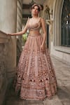 Shop_Jigar & Nikita_Gold Silk, Velvet, Net Sequins, Embroidery Sweetheart Neck Hour Lehenga Set _at_Aza_Fashions