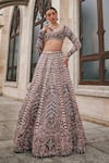 Jigar & Nikita_Wine Silk, Net Sequins, Embroidery, Zari, Beads, Tassels Wisper Of Lehenga Set _Online_at_Aza_Fashions