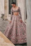 Buy_Jigar & Nikita_Wine Silk, Net Sequins, Embroidery, Zari, Beads, Tassels Wisper Of Lehenga Set _Online_at_Aza_Fashions