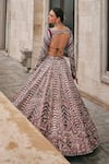 Shop_Jigar & Nikita_Wine Silk, Net Sequins, Embroidery, Zari, Beads, Tassels Wisper Of Lehenga Set _at_Aza_Fashions