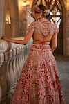 Shop_Jigar & Nikita_Red Silk, Net Embroidery, Zari, Beads Swans Of Siam Bridal Lehenga Set _at_Aza_Fashions