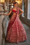 Buy_Jigar & Nikita_Red Silk, Net Embroidery, Zari, Beads Swans Of Siam Bridal Lehenga Set _Online_at_Aza_Fashions