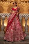 Buy_Jigar & Nikita_Red Silk, Net Embroidery, Zari, Beads Swans Of Siam Bridal Lehenga Set _at_Aza_Fashions