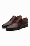 Shop_3dm Lifestyle_Burgundy Swan Neck Leather Oxford Shoes _at_Aza_Fashions